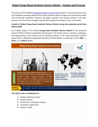 Energy Based Aesthetic Devices Market - VynzResearch