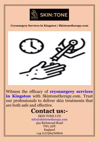 Cryosurgery Services In Kingston  Skintonetherapy.com