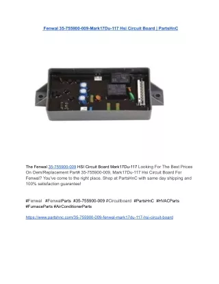 Fenwal 35-755900-009-Mark17Du-117 Hsi Circuit Board | PartsHnC