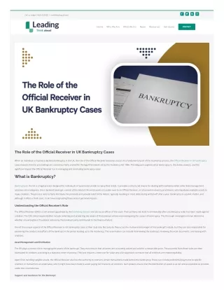 The Role of the Official Receiver in UK Bankruptcy Cases