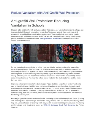 Reduce Vandalism with Anti-Graffiti Wall Protection