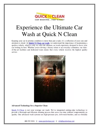 Experience the Ultimate Car Wash at Quick N Clean