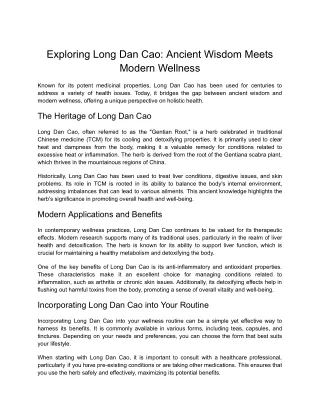 Exploring Long Dan Cao_ Ancient Wisdom Meets Modern Wellness