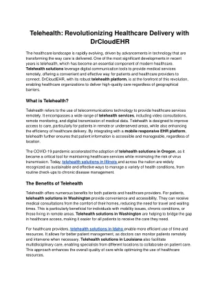 Telehealth_ Revolutionizing Healthcare Delivery with DrCloudEHR