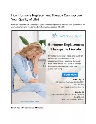 How Hormone Replacement Therapy Can Improve Your Quality of Life_