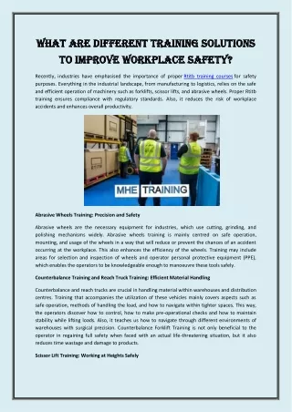What are Different Training Solutions To Improve Workplace Safety