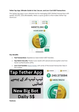 Earn From Tether Tap App