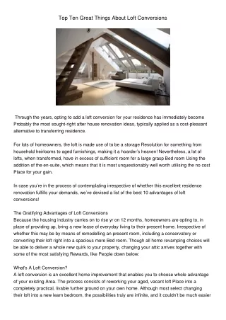 TopTenGreatThingsAboutLoftConversions