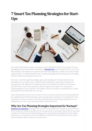 7 Smart Tax Planning Strategies for Start-Ups