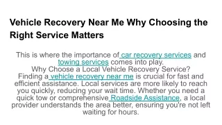 Vehicle Recovery Near Me Why Choosing the Right Service Matters