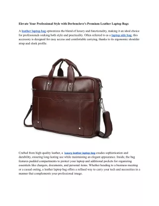 Elevate Your Professional Style with Derbenclove's Premium Leather Laptop Bags