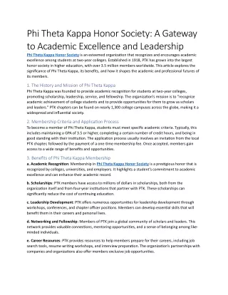Phi Theta Kappa Honor Society