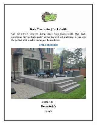 Deck Companies  Decksforlife