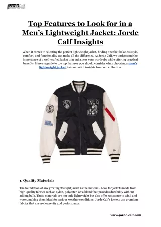 Top Features to Look for in a Men’s Lightweight Jacket_ Jorde Calf Insights