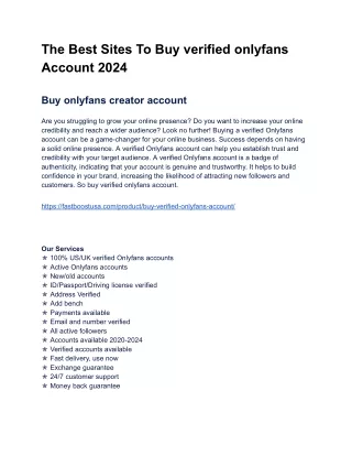 The Best Sites To Buy verified onlyfans Account 2024