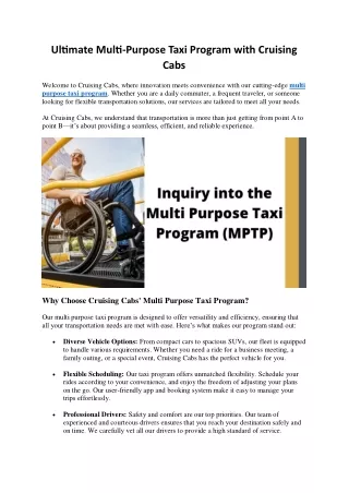 Understanding the Multi Purpose Taxi Program (MPTP) Card