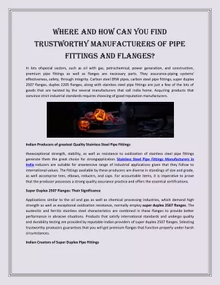 Where and How Can You Find Trustworthy Manufacturers of Pipe Fittings and Flanges