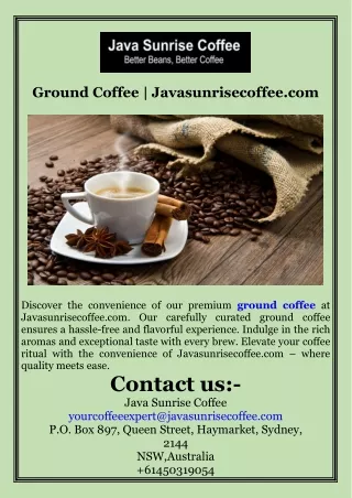 Ground Coffee  Javasunrisecoffee.com