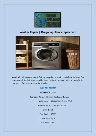 Washer Repair | Oregonappliancerepair.com