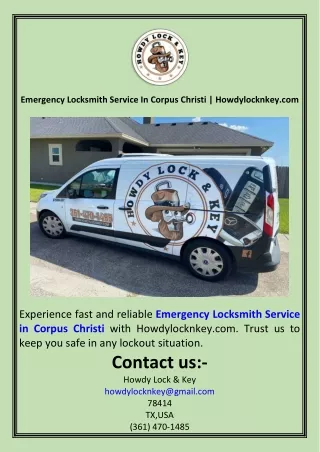 Emergency Locksmith Service In Corpus Christi  Howdylocknkey.com