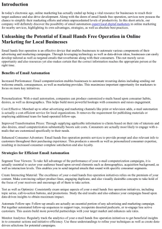 Unleashing the Potential of Email Computerization in Online Marketing for Local