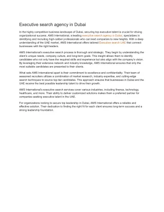 Executive search agency in Dubai