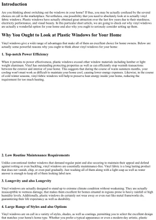 Why You Ought To Look At Vinyl Windows for Your Home