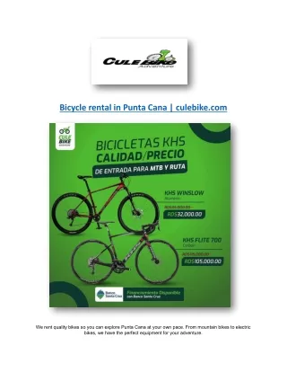 Bicycle rental in Punta Cana | culebike.com