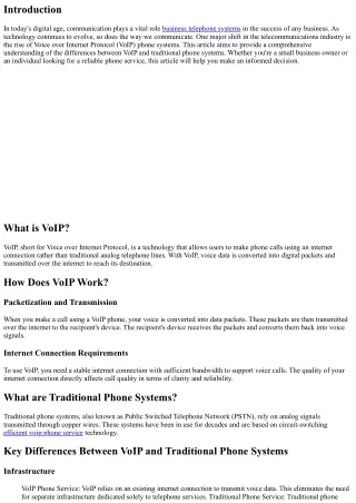 Understanding the Differences Between VoIP and Traditional Phone Systems