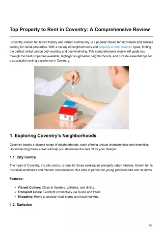 Top Property to Rent in Coventry A Comprehensive Review