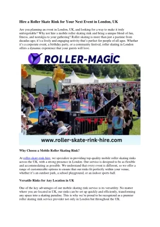 Hire a Roller Skate Rink for Your Next Event in London, UK