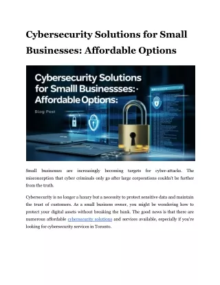 Cybersecurity Solutions for Small Businesses: Affordable Options
