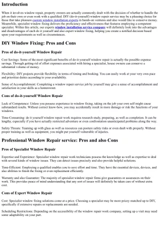 Do it yourself vs. Professional Window Fixing: Benefits And Drawbacks