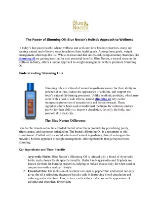 Experience the Transformation Slimming Oil for Effective Weight Loss