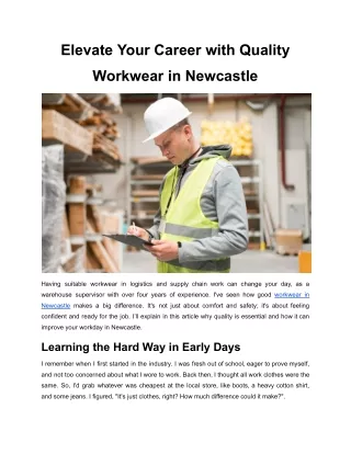 Elevate Your Career with Quality Workwear in Newcastle