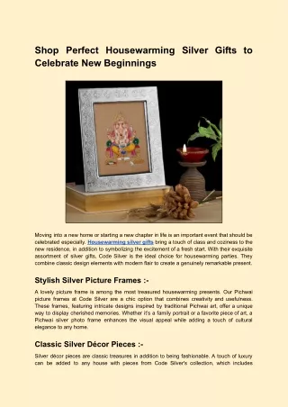 Shop Perfect Housewarming Silver Gifts to Celebrate New Beginnings