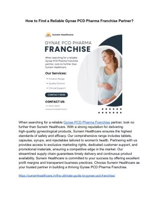 GYNAE PCD PHARMA FRANCHISE