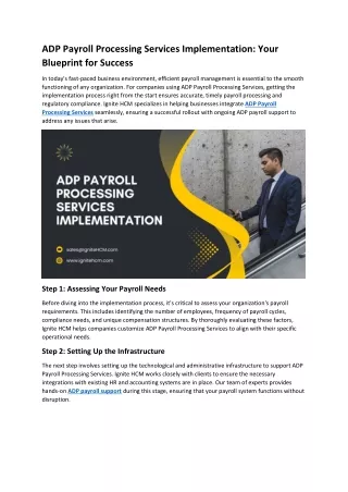 ADP Payroll Processing Services Implementation