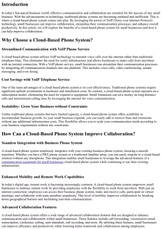 Improve Collaboration with a Cloud-Based Phone System for Small Businesses