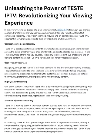 Unleashing the Power of TESTE IPTV Revolutionizing Your Viewing Experience