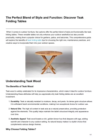 The Perfect Blend of Style and Function Discover Teak Folding Tables