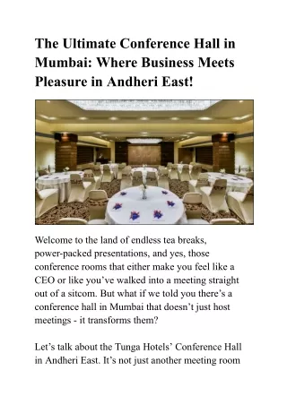 Meet, Greet, Succeed: Conference Hall in Andheri East