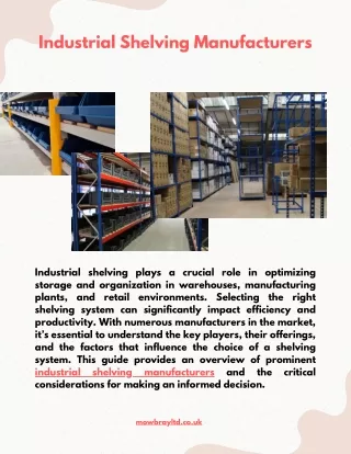 Industrial Shelving Manufacturers