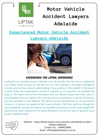 Experienced Motor Vehicle Accident Lawyers Adelaide