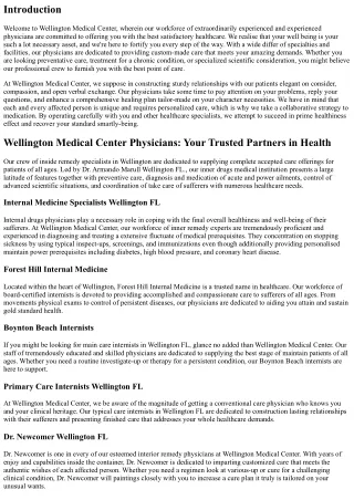 Wellington Medical Center Physicians: Your Trusted Partners in Health