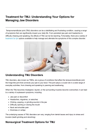 Treatment for TMJ Understanding Your Options for Managing Jaw Disorders