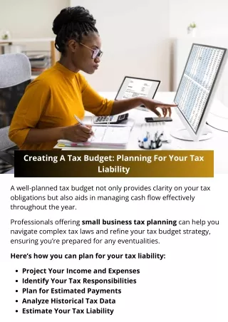 Creating A Tax Budget Planning For Your Tax Liability