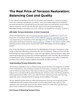 The Real Price of Terrazzo Restoration_ Balancing Cost and Quality
