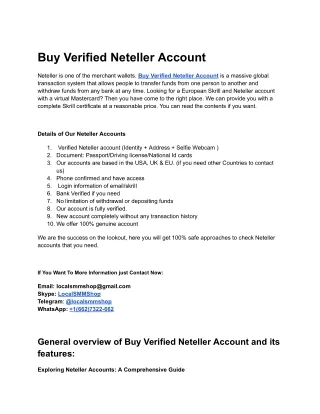 The Ultimate Guide to a Buy Verified Neteller Accounts