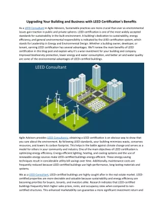Upgrading Your Building and Business with LEED Certification